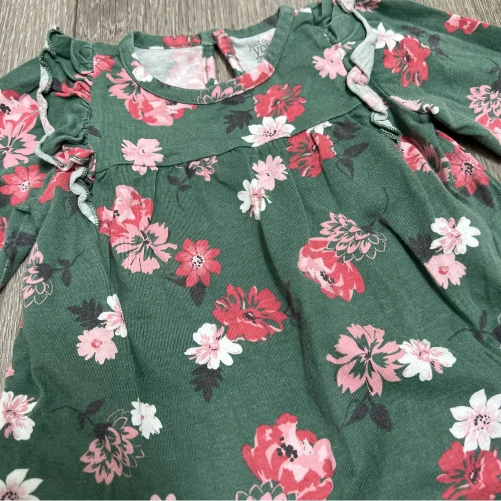CARTERS 2PC LONG SLEEVE SHIRT AND LEGGINGS OUTFIT GREEN PINK 18MO
